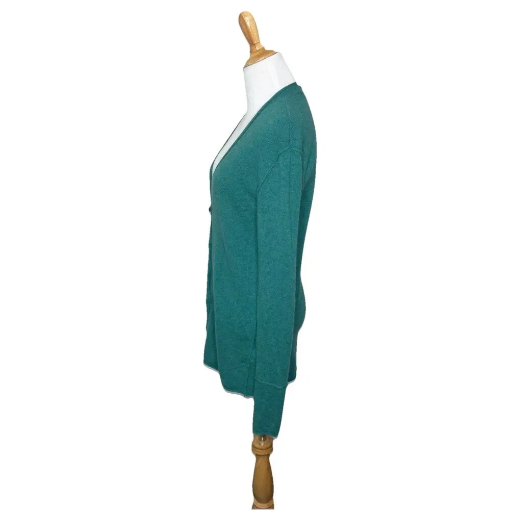 Free People School Boy Cardi Teal Green Sweater Cashmere Size XS Womens EUC